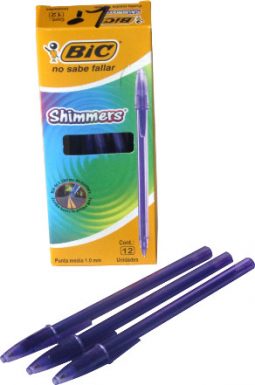 Esfero retráctil negro BIC Shimmers caja x 12