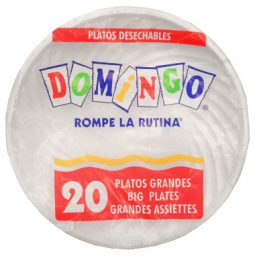 Plato plástico 23 cm blanco paquete x 20 Domingo referencia 9152